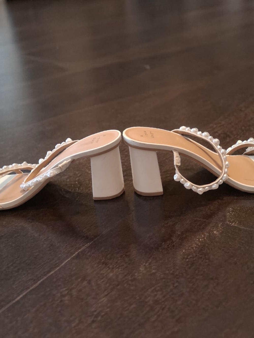 a new day Pearl-Embellished White Block Heel Sandals - Picture 4 of 8